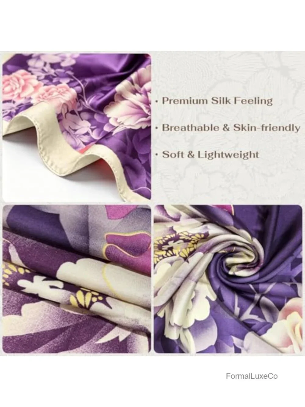 Large Satin Scarf for Women 70x35 Lightweight Summer Shawl